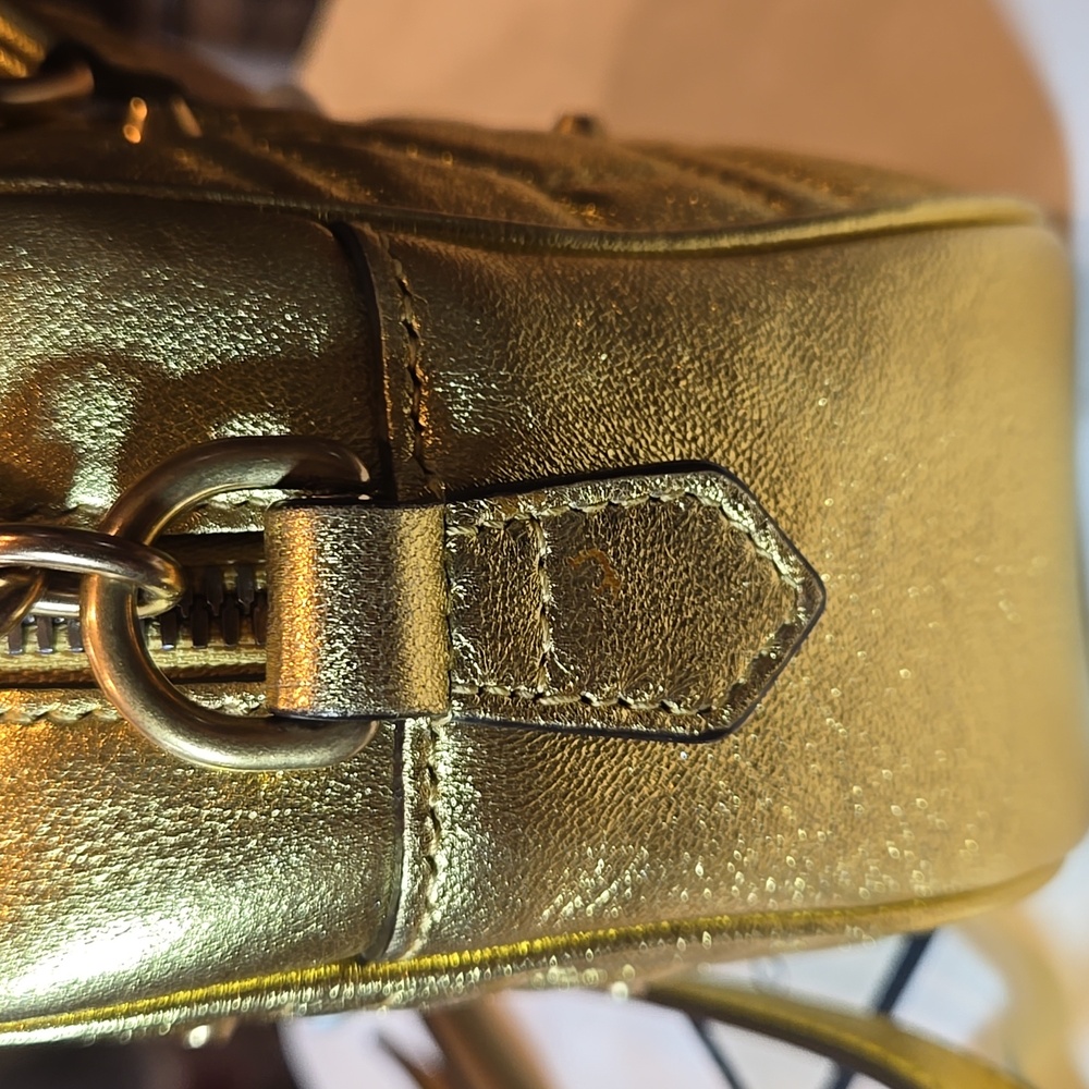 GUCCI Shoulder Bag GG Marmont Leather Faux Pearl Gold 447632  - COA Included - Picture 10 of 16